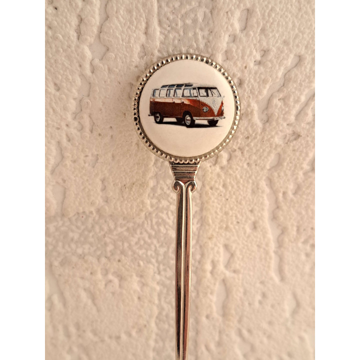 Theelepeltje met Volkswagen Simba bus, porselein en metaal - Verzamelobject