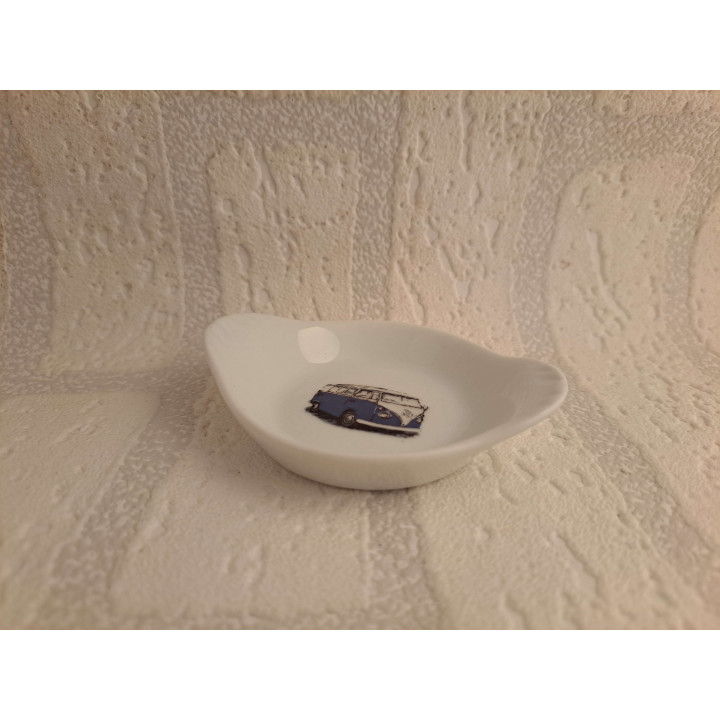 Amuseschaaltje met blauwe Volkswagen bus, porselein 9x7x2cm - handgemaakt