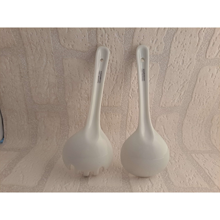 Lepels van porselein voor salade met Volkswagen combi bus tekening - handgemaakt