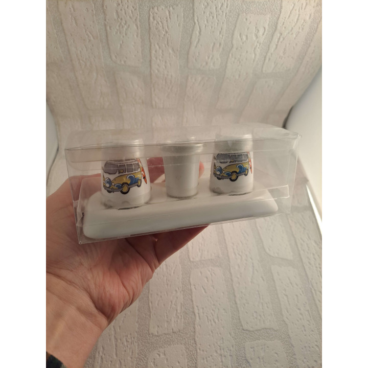 Peper en zoutstel met Volkswagen bus, porselein 17x7.5x7cm - handgemaakt