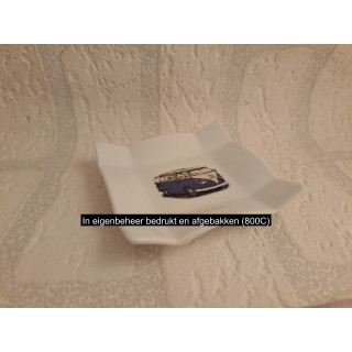 Amuse schaaltje met blauwe Volkswagen bus 8x8x1.5cm