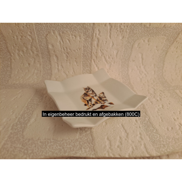 Amuse schaaltje van porselein met Wolven 8x8x1.5cm