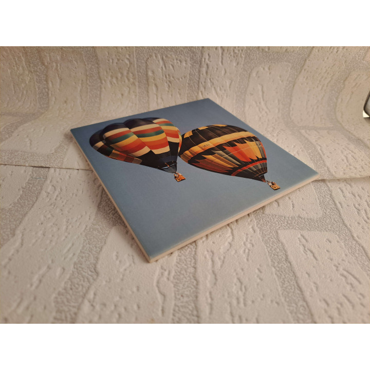 Luchtballonvaart foto op een aardewerk tegel, 15x15cm - aardewerk