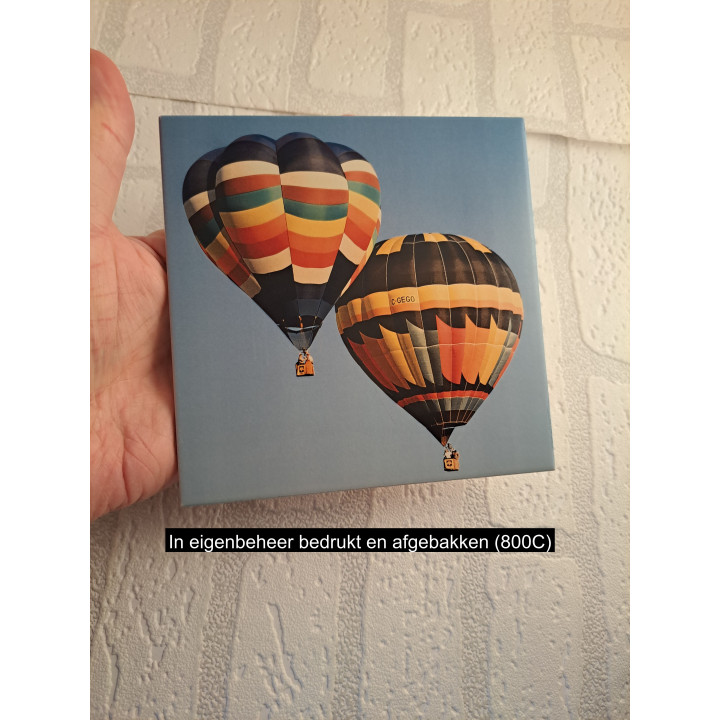 Luchtballonvaart foto op een aardewerk tegel, 15x15cm