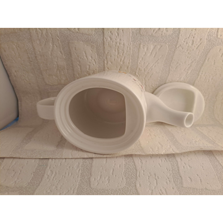 Theepot koffiepot van Arcoroc met konijnen tekening - handgemaakt