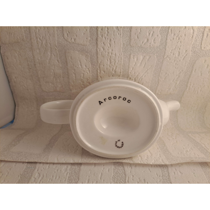 Theepot koffiepot van Arcoroc met konijnen tekening - handgemaakt