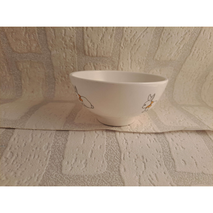 Schaaltje op plateau met konijnen tekening - handgemaakt