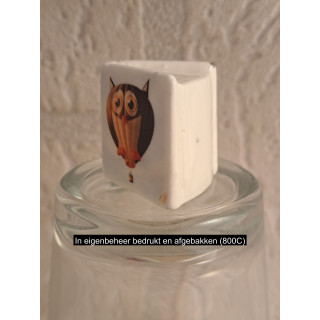 Boekje met Uil luchtballon, porselein 2.5x2.5x2.5cm