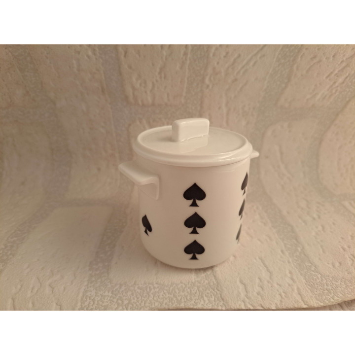 Suikerpotje met rondom symbool Schoppen, porselein D7xH8cm - handgemaakt