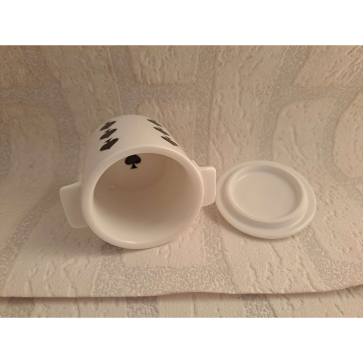 Suikerpotje met rondom symbool Schoppen, porselein D7xH8cm - handgemaakt