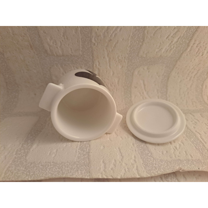 Suikerpotje met symbool Schoppen, porselein D7xH8cm - handgemaakt