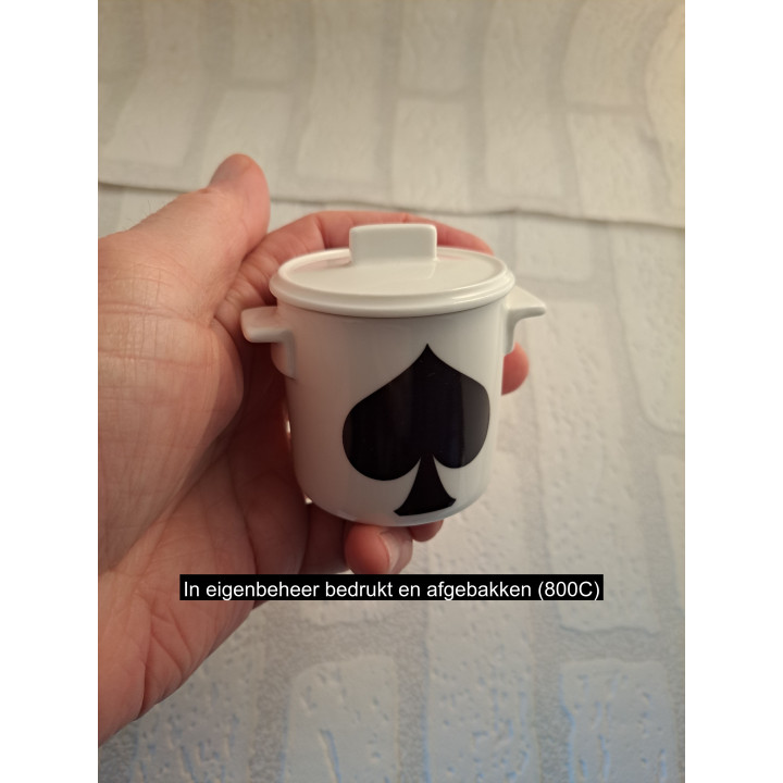 Suikerpotje met symbool Schoppen, porselein D7xH8cm