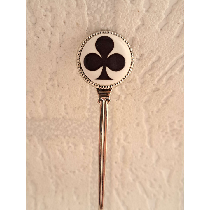 Metal Teaspoon Clubs Playing Card Symbol Hand-Printed