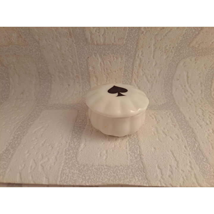 Porselein sieradendoosje met speelkaarten symbool schoppen - handgemaakt