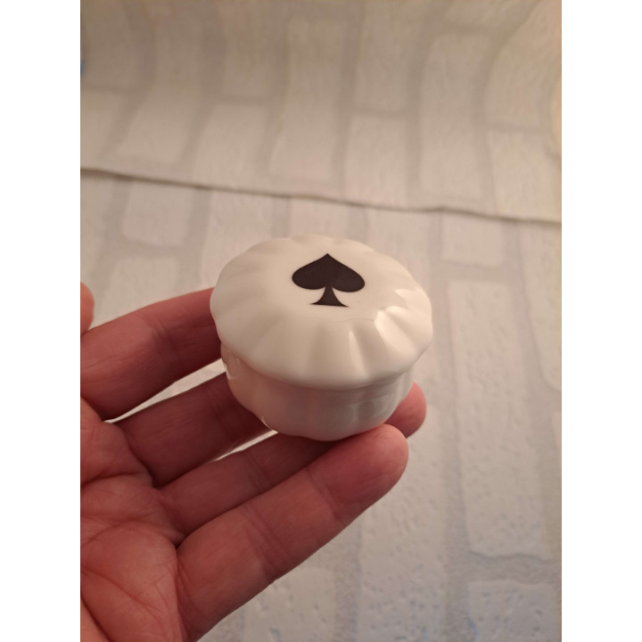 Porselein sieradendoosje met speelkaarten symbool schoppen - handgemaakt