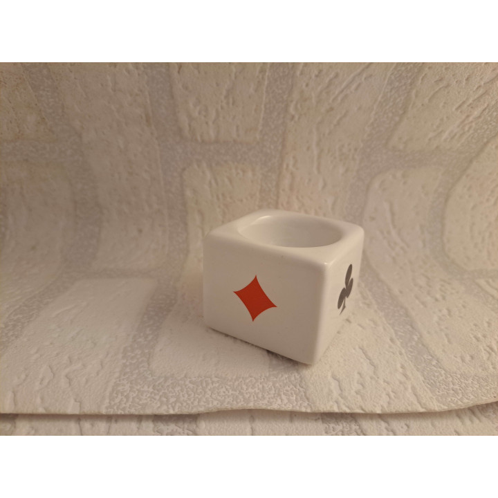 Eierdopje van porselein met rode Chevrolet Corvette C1 tekening - handgemaakt