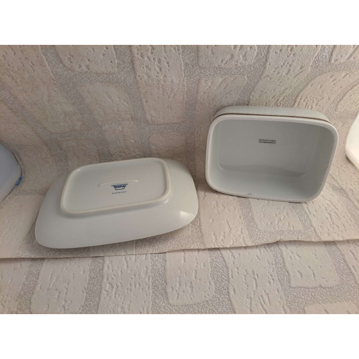 Botervloot van porselein met speelkaart Joker aas tekening - handgemaakt