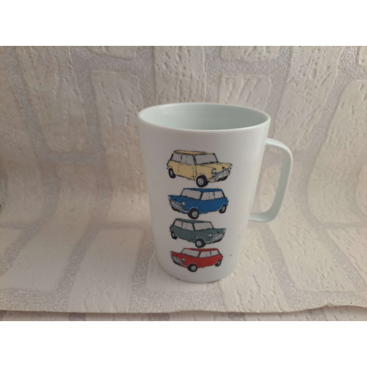 Mini Cooper Mug Drawing Four Colours Porcelain Gift