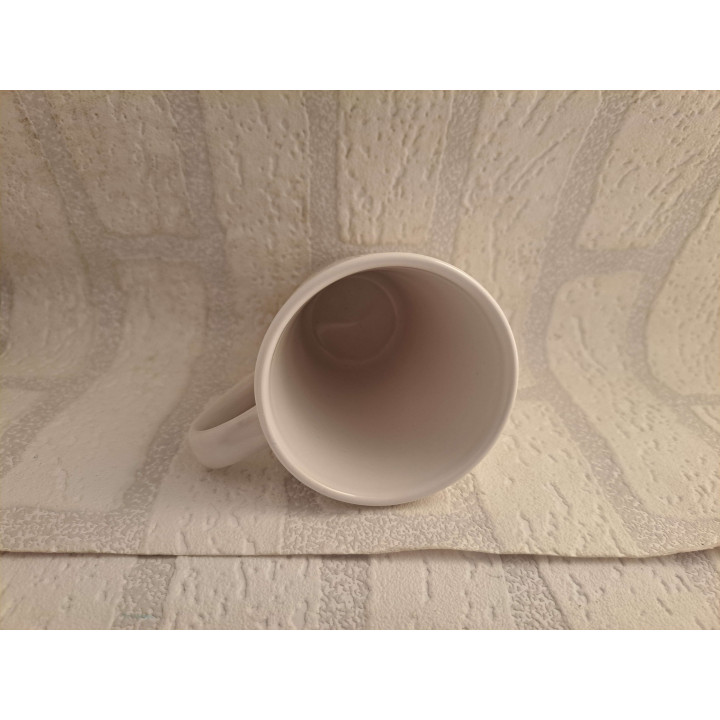 Aardewerk mok beker met gele Mini Cooper tekening - handgemaakt