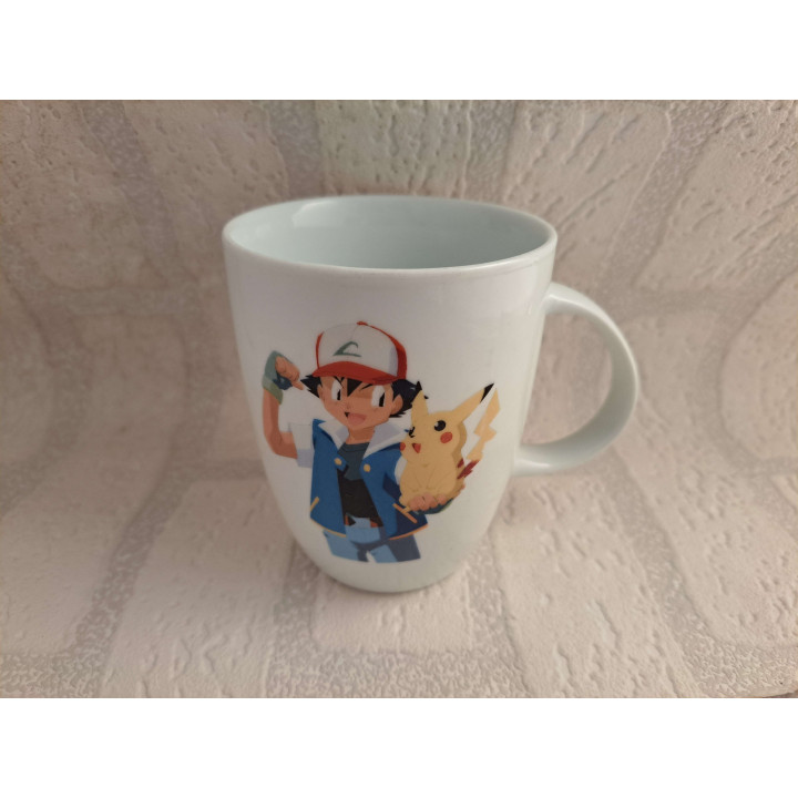 Porselein koffie melk beker met Ash Ketchum uit Pokemon tekening - handgemaakt