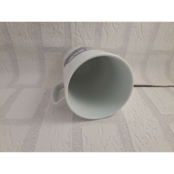 Porselein mok beker met blauwe kleur Mini Cooper tekening - handgemaakt