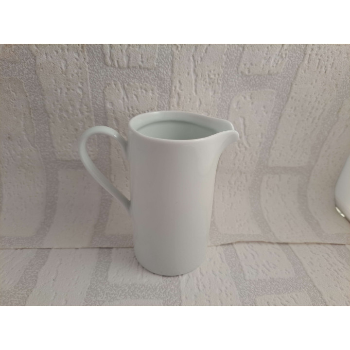 Melkkan met blauwe Volkswagen bus opdruk, porselein D6xH11cm - handgemaakt