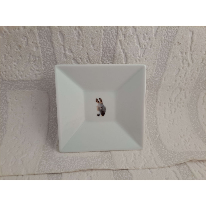 Amuse schaaltjes van porselein met hout plaque met ezel kop  - handgemaakt