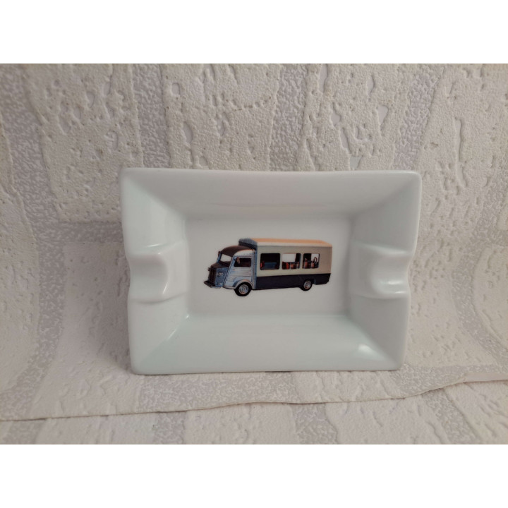 Asbak met Citroen HY Foodtruck, porselein 12x8.5x2.5cm - handgemaakt