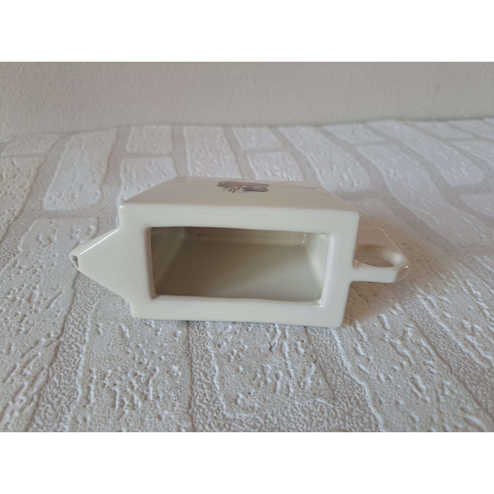 Set kop en schotels met suikerpot en melkkan van porselein met ezel tekening - handgemaakt