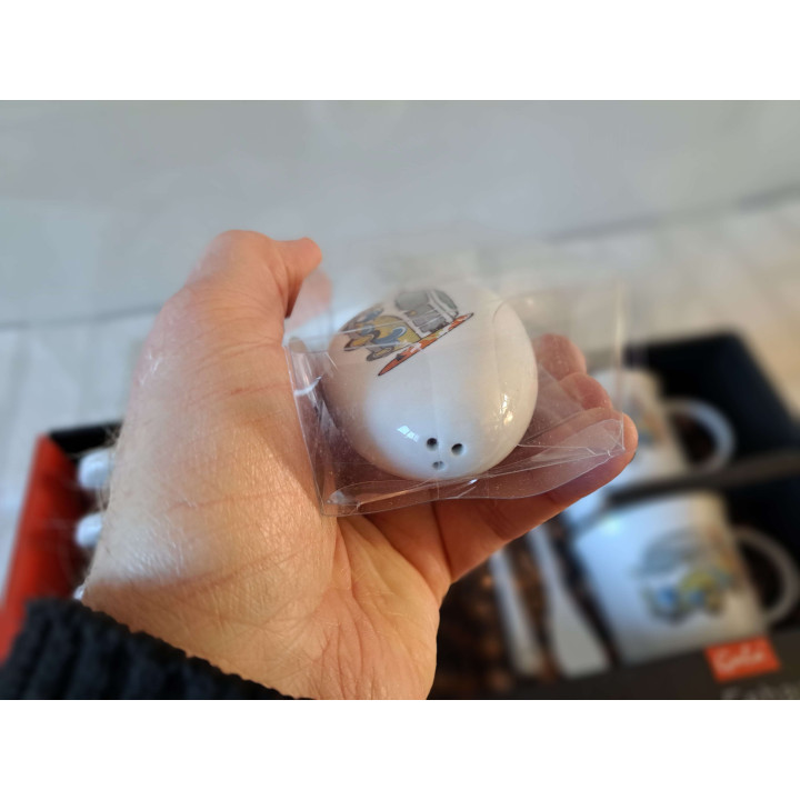 Ontbijtset Volkswagen bus en surfplank, porselein 41x22x9cm - handgemaakt