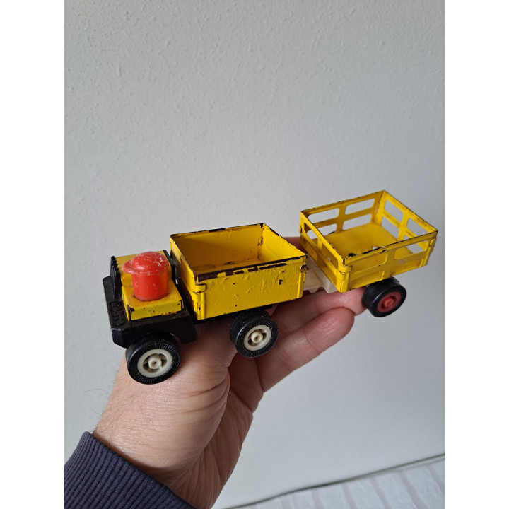 Wagen met aanhanger van blikkenspeelgoed KOSTO 16x5.5x5cm