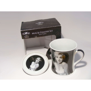 Porselein Marilyn Monroe beker met onderzetter D8 x 9 cm