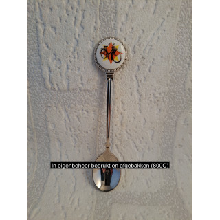 Metaal theelepeltje Solex met ster op het porselein rondje