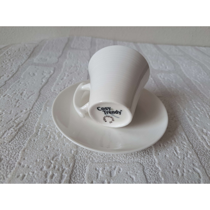 Set kop en schotels van porselein met Volkswagen en surfplank - handgemaakt