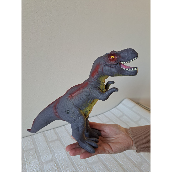 Rubber dinosaurus Tyrannosaurus grijs 34x9x20cm