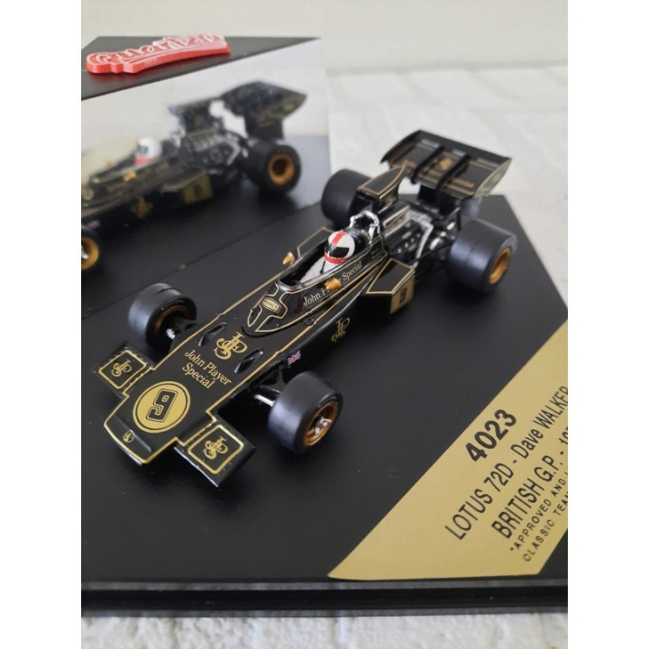 Lotus 72 D formule 1 1:43 British GP 1972 Dave Walker Quartzo 4023