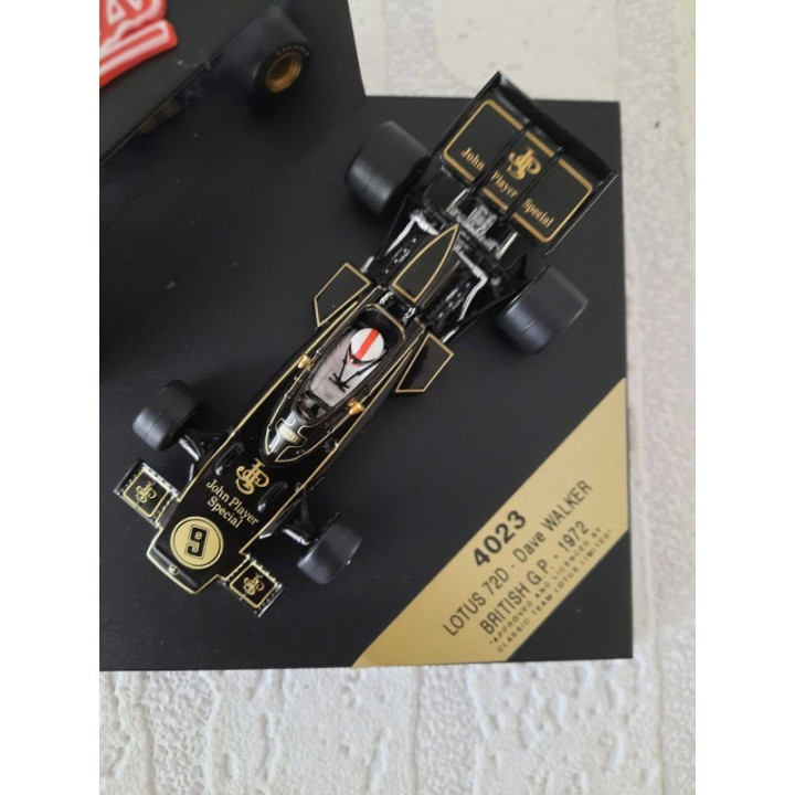 Lotus 72 D formule 1 1:43 British GP 1972 Dave Walker Quartzo 4023
