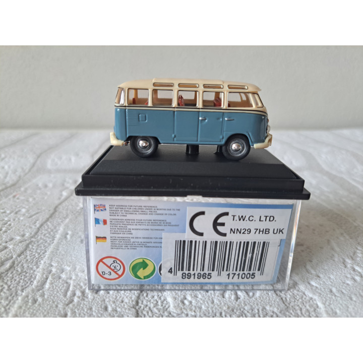 Volkswagen Samba bus T1 1:72 Cararama - Hongwell blauw - modelauto
