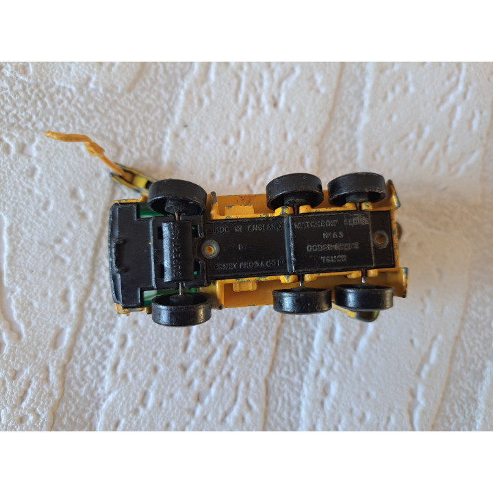 Dodge kraanwagen 1:86 Matchbox mb63 geel haak - modelauto