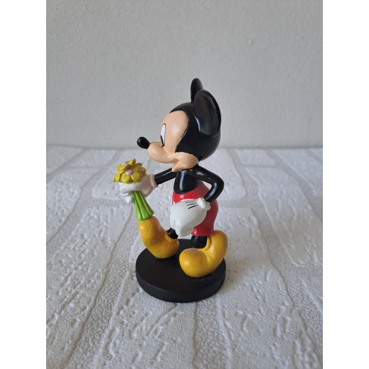 Mickey Mouse Figure With Bouquet Of Flowers Disney Resin