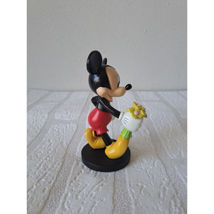 Mickey Mouse Figure With Bouquet Of Flowers Disney Resin