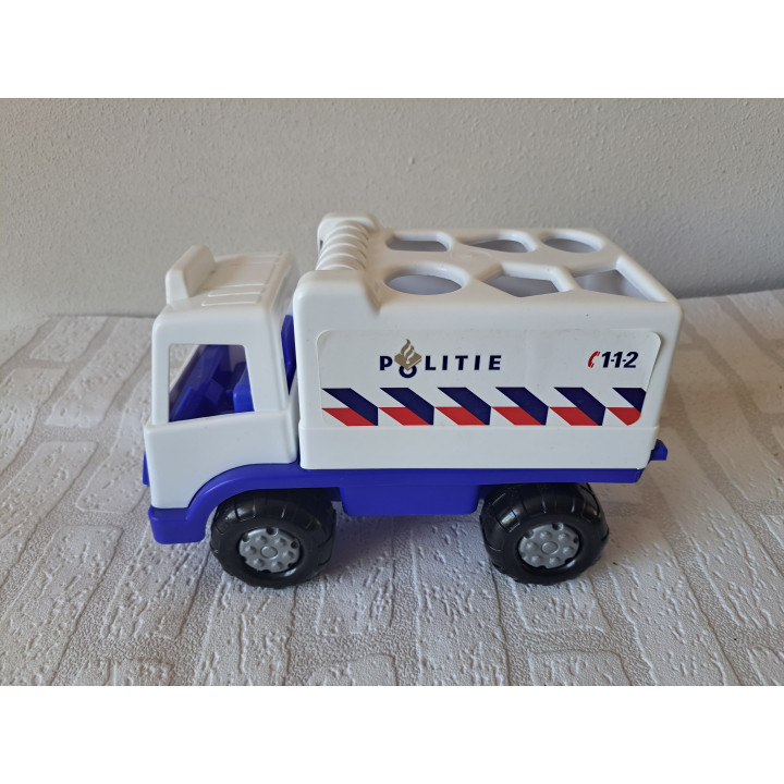 Politievrachtwagen van kunststof 6 vormblokken 25x14x17.5cm - speelgoed