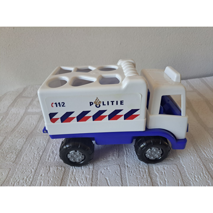 Politievrachtwagen van kunststof 6 vormblokken 25x14x17.5cm - speelgoed
