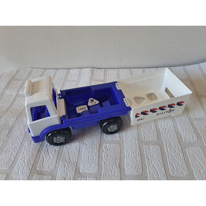 Politievrachtwagen van kunststof 6 vormblokken 25x14x17.5cm - speelgoed