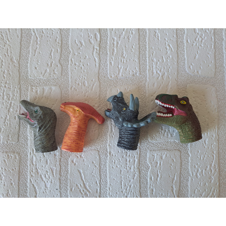 Vingerpop dinosaurussen van rubber 7x4.5x7cm - speelgoed