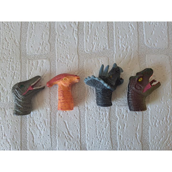 Vingerpop dinosaurussen van rubber 7x4.5x7cm - speelgoed