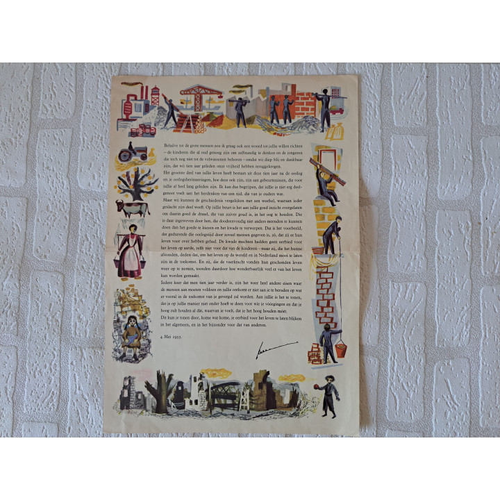 Poster 10 jaar bevrijding 4 Mei 1955 29.5x42.5cm GEEN COPY - historie