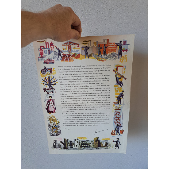 Poster 10 jaar bevrijding 4 Mei 1955 29.5x42.5cm GEEN COPY