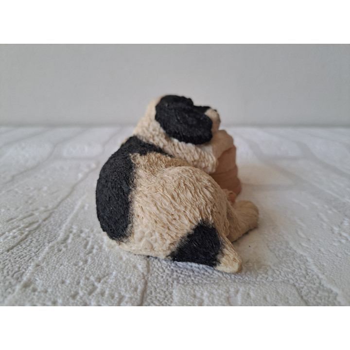Spaniel pup hond met voerbak van Paw prints 15x9.5x7cm - dierfiguren