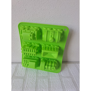 Bakvorm met trein en aanhangers van silicoon 23x20x5cm Gr